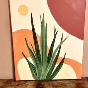 Hand Painted Canvas Wall Art- Abstract Agave